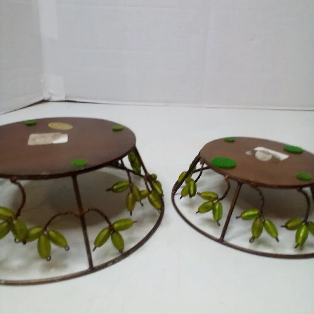 Shastra Decorative Basket Bowls Lot of 2 Vintage Metal Wire Beads India